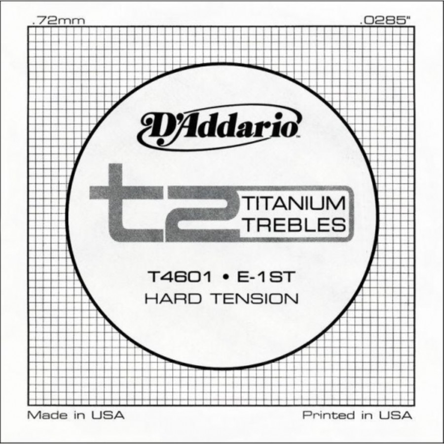 D'Addario T2 Titanium Hard Single T4601 - mi - Tek Tel Klasik Gitar Tek Tel
