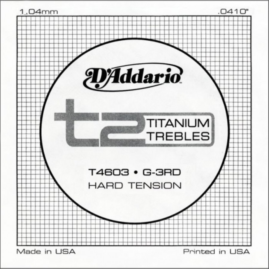 D'Addario T2 Titanium Hard Single T4603 - Sol - Tek Tel Klasik Gitar Tek Tel