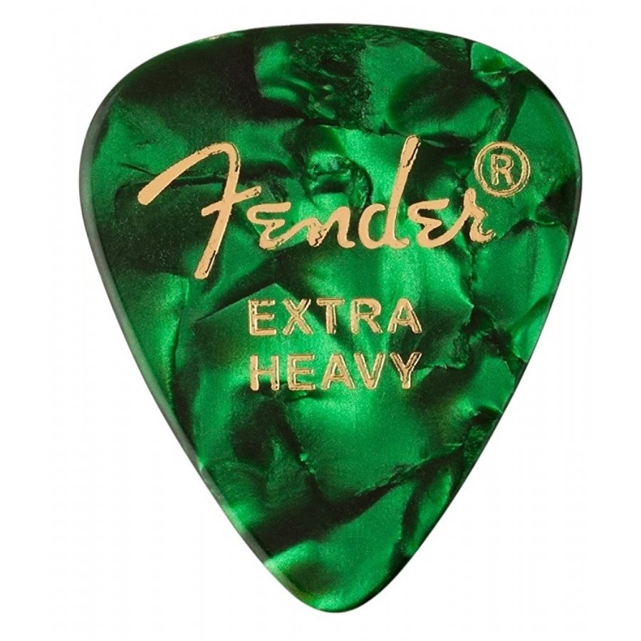 Fender 351 Premium Celluloid Picks Green Moto - Extra Heavy - 1 Adet Pena