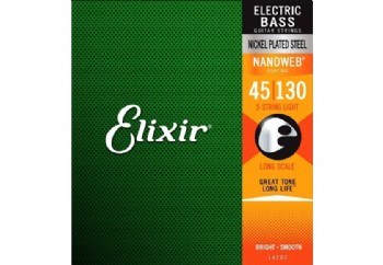 Elixir 14202 Nanoweb Light Long Scale Takım Tel - 5 Telli Bas Gitar Teli 045-130