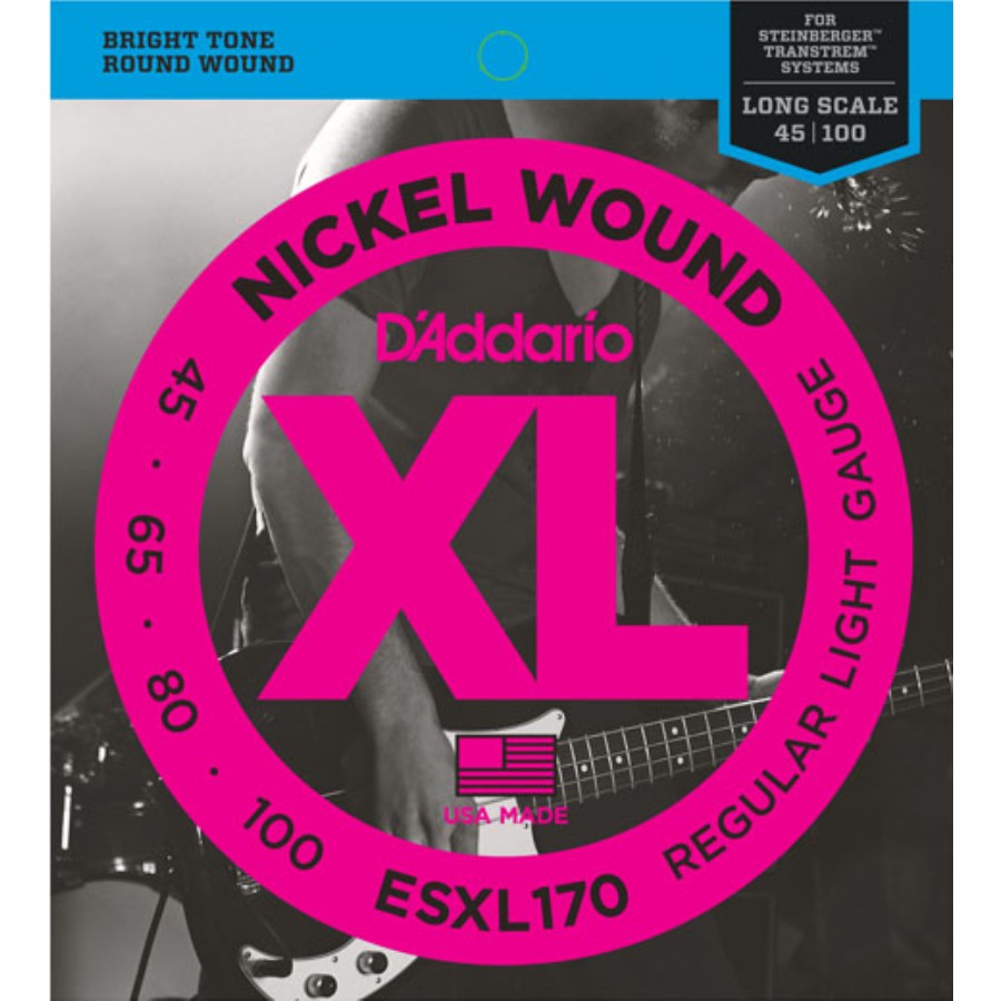 D'Addario ESXL170 Nickel Wound Bass, Light, 45-100, Double Ball End, Long Scale Takım Tel Bas Gitar Teli 045-100