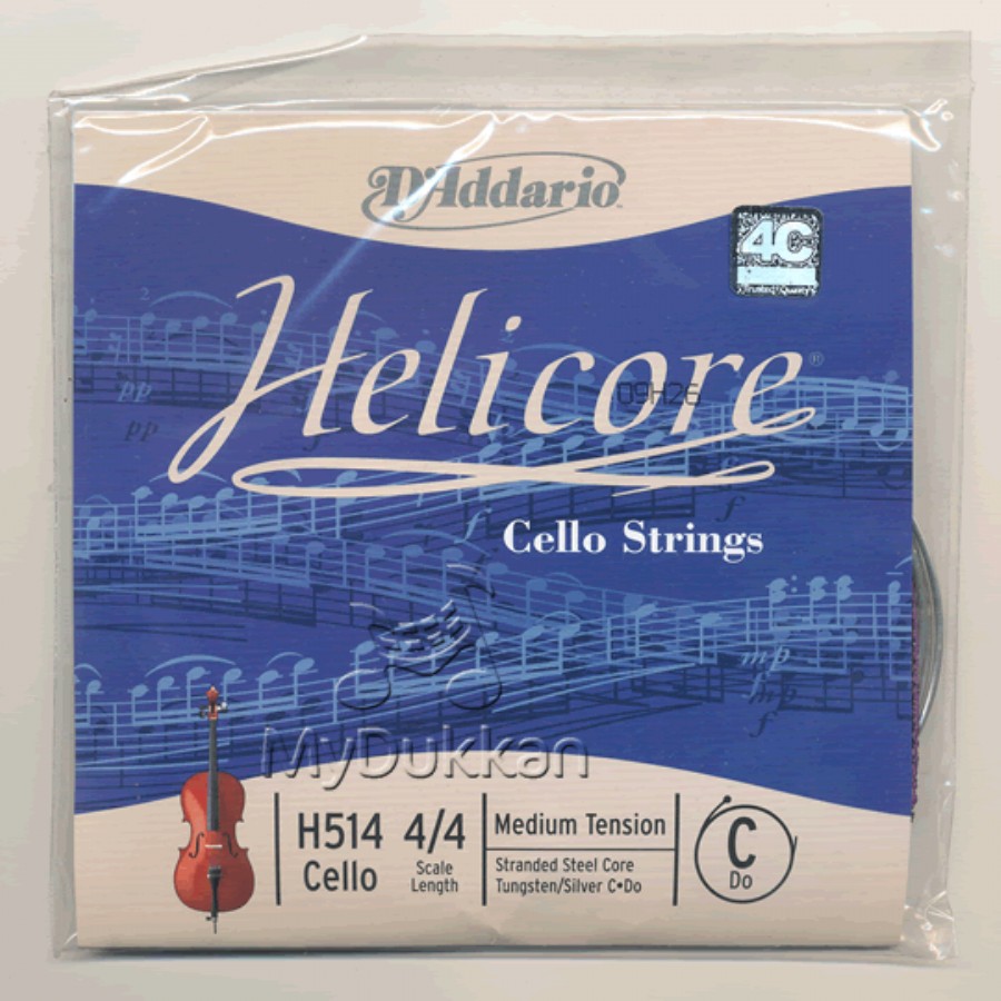 D'Addario H514 Helicore Cello Single C String, 4/4 Scale, Medium Tension C - Do Tek Tel Çello Teli (C) Do