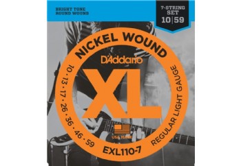 D'Addario EXL110-7 Nickel Wound, 7-String, Regular Light, 10-59 Takım Tel - 7 Telli Elekro Gitar Teli 010-059