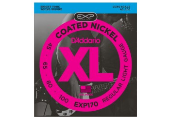 D'Addario EXP170 Coated Nickel Wound Bass, Light, 45-100, Long Scale Takım Tel - Bas Gitar Teli 045-100