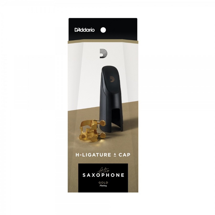Rico Royal H Ligature & Cap Set Alto Sax HAS1G - Gold Alto Saksofon Ligatür&Kapak
