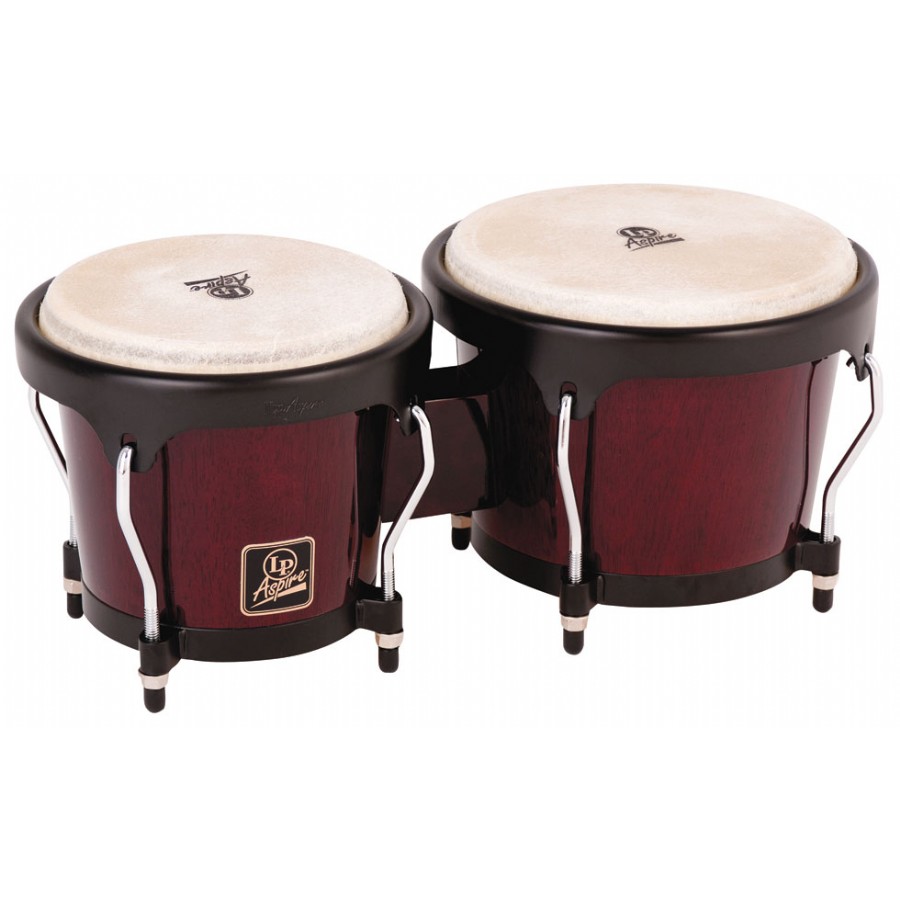 LP Aspire Wood Bongos LPA601 DW - Dark Wood/Black Bongo
