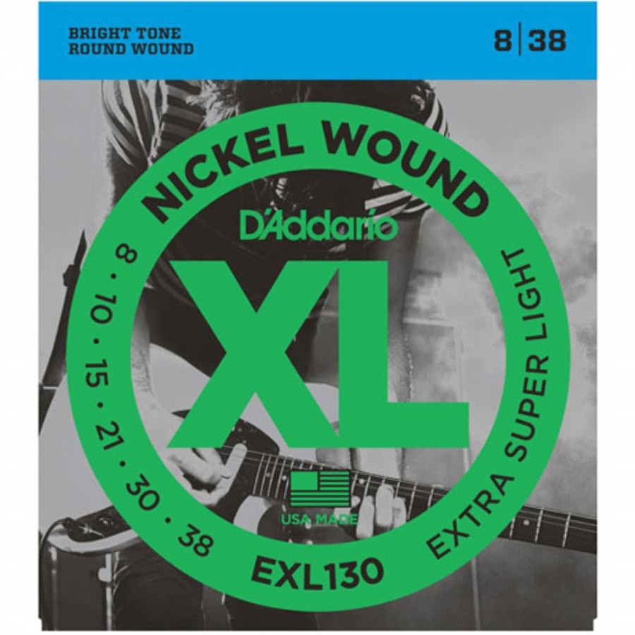 D'Addario EXL130 Nickel Wound, Extra-Super Light Takım Tel Elektro Gitar Teli 008-038