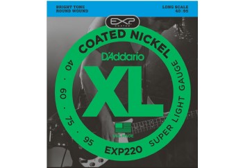 D'Addario EXP220 Coated Nickel Wound Bass, Super Light, 40-95, Long Scale Takım Tel - Bas gitar teli 040-095