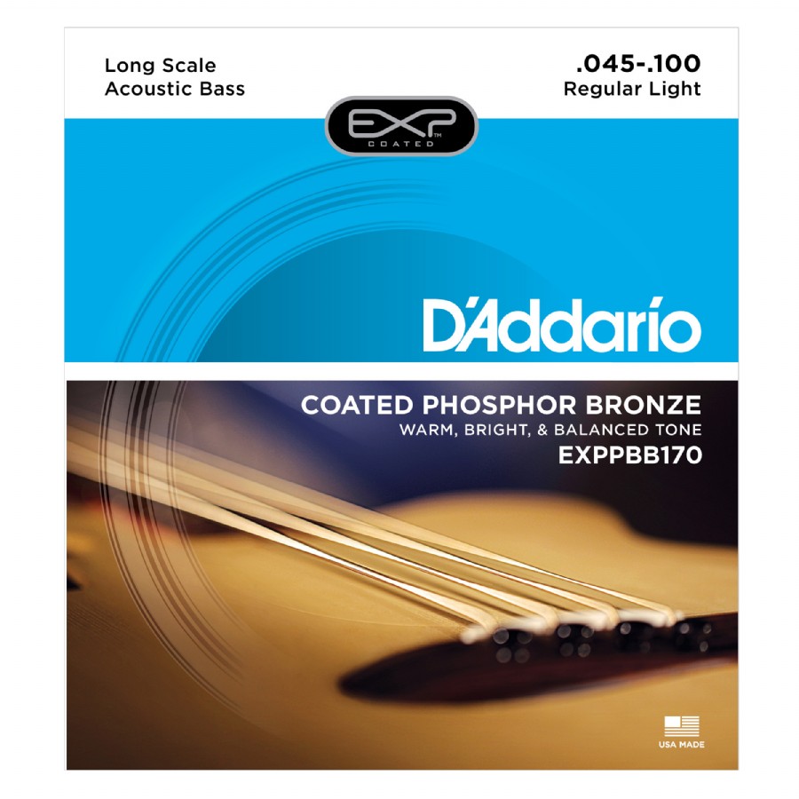 D'Addario EPBB170 Phosphor Bronze Acoustic Bass, Long Scale, 45-100 Takım Tel Akustik Bas Gitar Teli 045-100