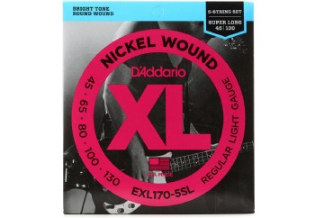 D'Addario EXL170-5SL Nickel Wound 5-String Bass, Light, Super Long Scale Takım Tel - 5 Telli Bas gitar teli 045-130