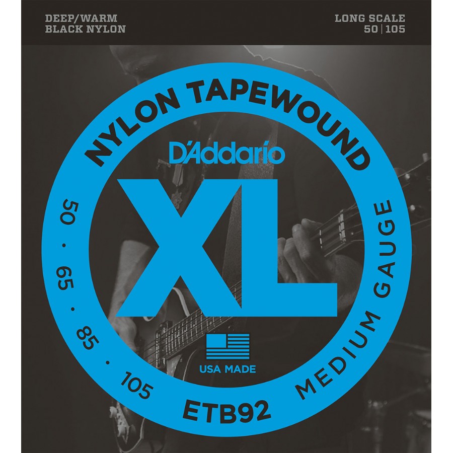 D'Addario ETB92 Tapewound Bass, Medium, 50-105, Long Scale Takım Tel Bas Gitar Teli 050-105