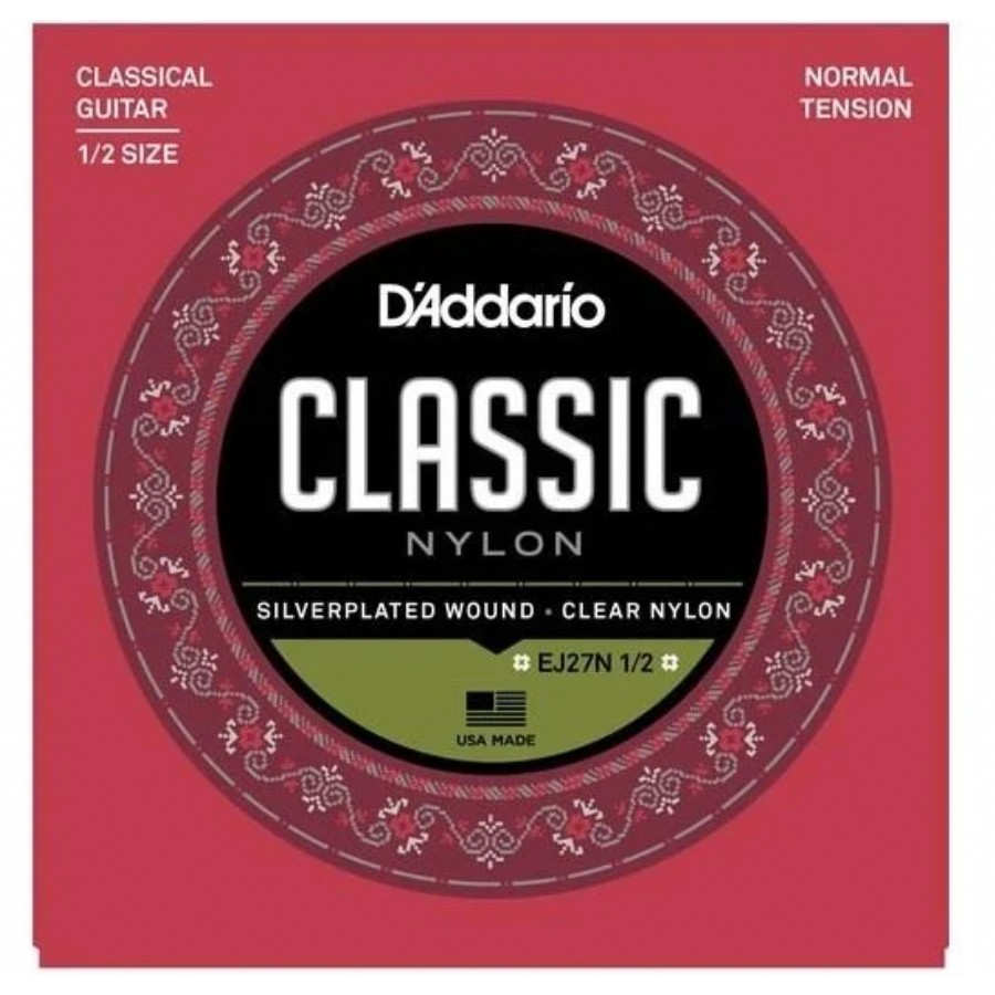 D'addario EJ27N 1/2 Student Nylon Fractional Takım Tel 1/2 Klasik Gitar Teli