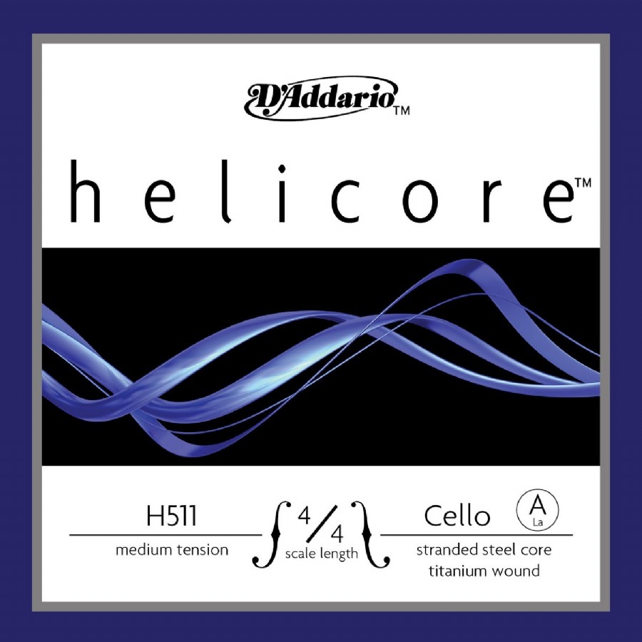 D'Addario H511 Helicore Cello Single A String, 4/4 Scale, Medium Tension A (La) - Tek Tel Çello Teli (A) La