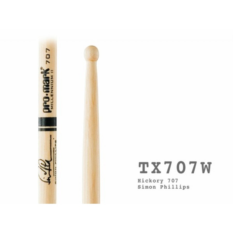 Promark TX707W Hickory Simon Phillips wood tip Sticks Baget