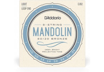 D'Addario EJ62 80/20 Bronze Mandolin Strings, Light Takım Tel - Mandolin Teli 10-34