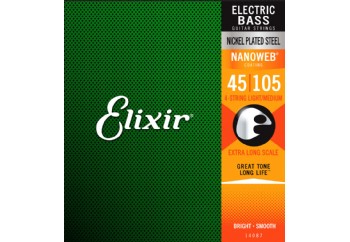 Elixir 14087 Extra Long Scale NanoWeb Coating Takım Tel - Bas Gitar Teli 045-105