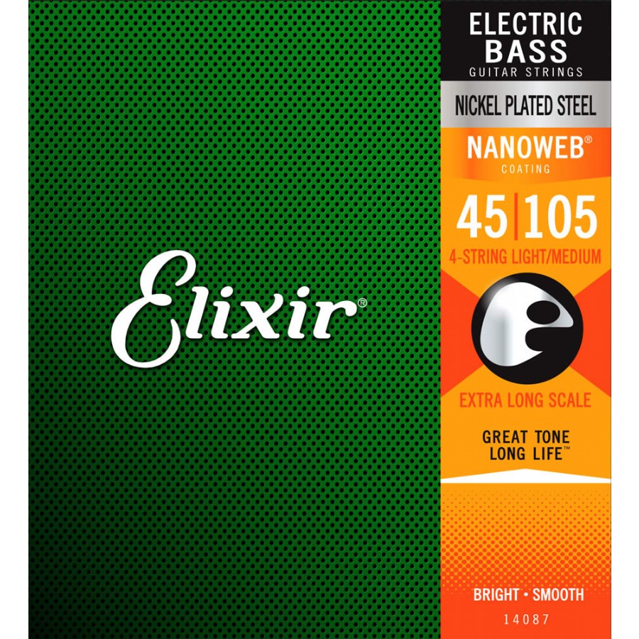 Elixir 14087 Extra Long Scale NanoWeb Coating Takım Tel Bas Gitar Teli 045-105