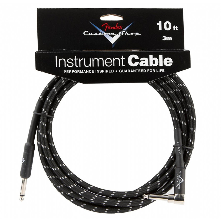 Fender Custom Shop Performance Series Cables Angled - Black Tweed (3 metre) Enstrüman Kablosu