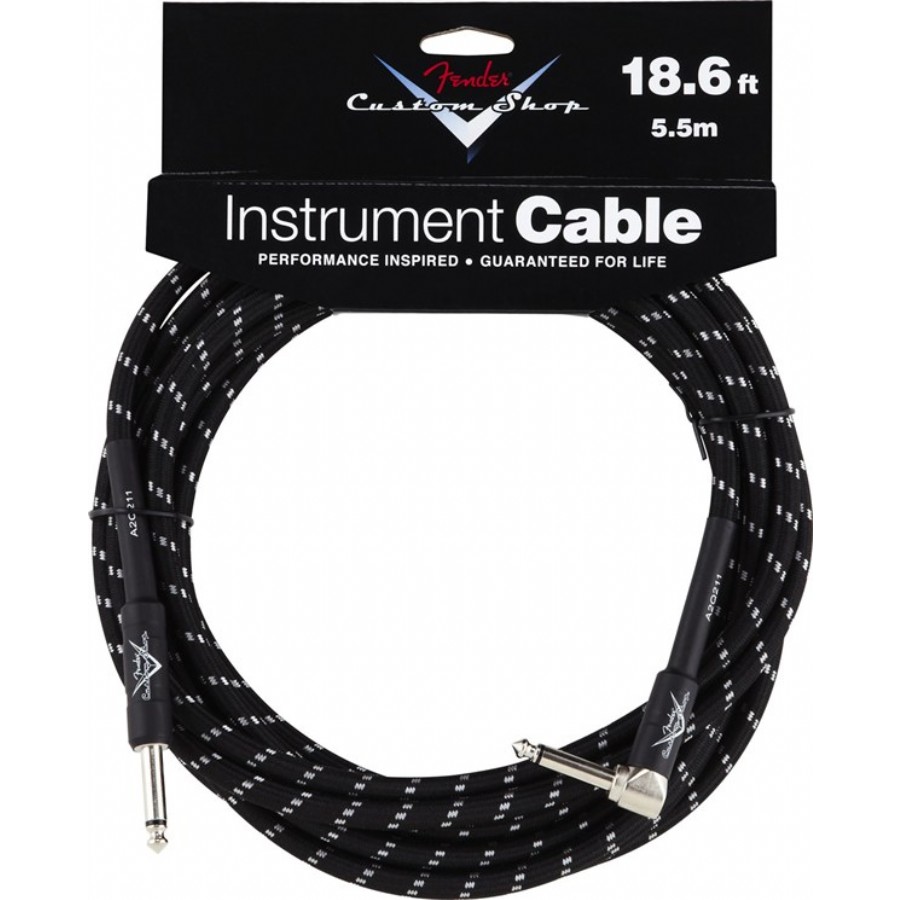 Fender Custom Shop Performance Series Cables Angled - Black Tweed ( 5.5 metre) Enstrüman Kablosu