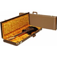Fender Strat Tele Multi-Fit Hardshell Cases Brown w/ Gold Plush Interior