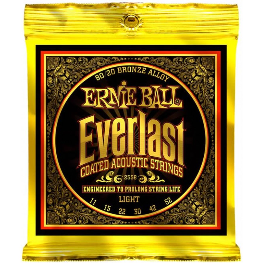 Ernie Ball 2558 Everlast 80/20 Bronze Light Takım Tel Akustik Gitar Teli  011-052