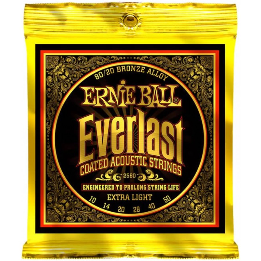 Ernie Ball 2560 Everlast 80/20 Bronze Extra Light Takım Tel Akustik Gitar Teli 010-050