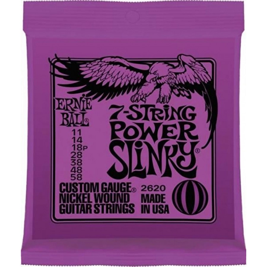 Ernie Ball 2620 Nickel 7-String Power Slinky Takım Tel 7 Telli Elekro Gitar Teli 011