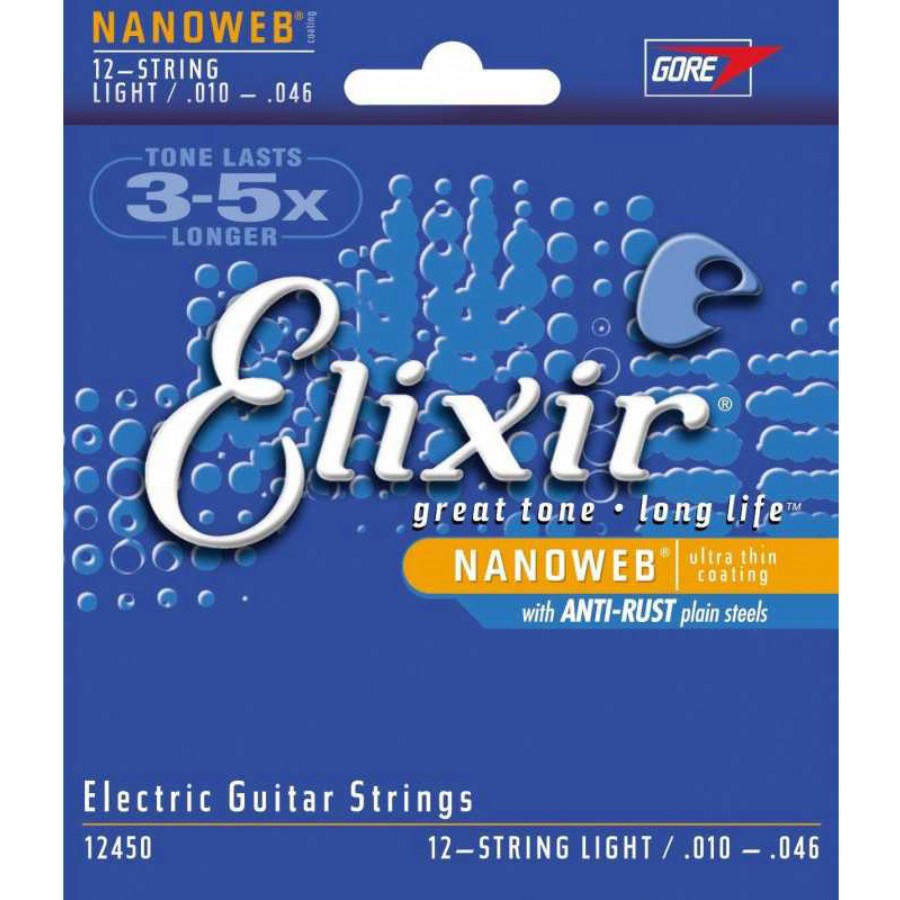 Elixir 12450 Nanoweb Light Takım Tel 12 Telli Elektro Gitar Teli 010-046