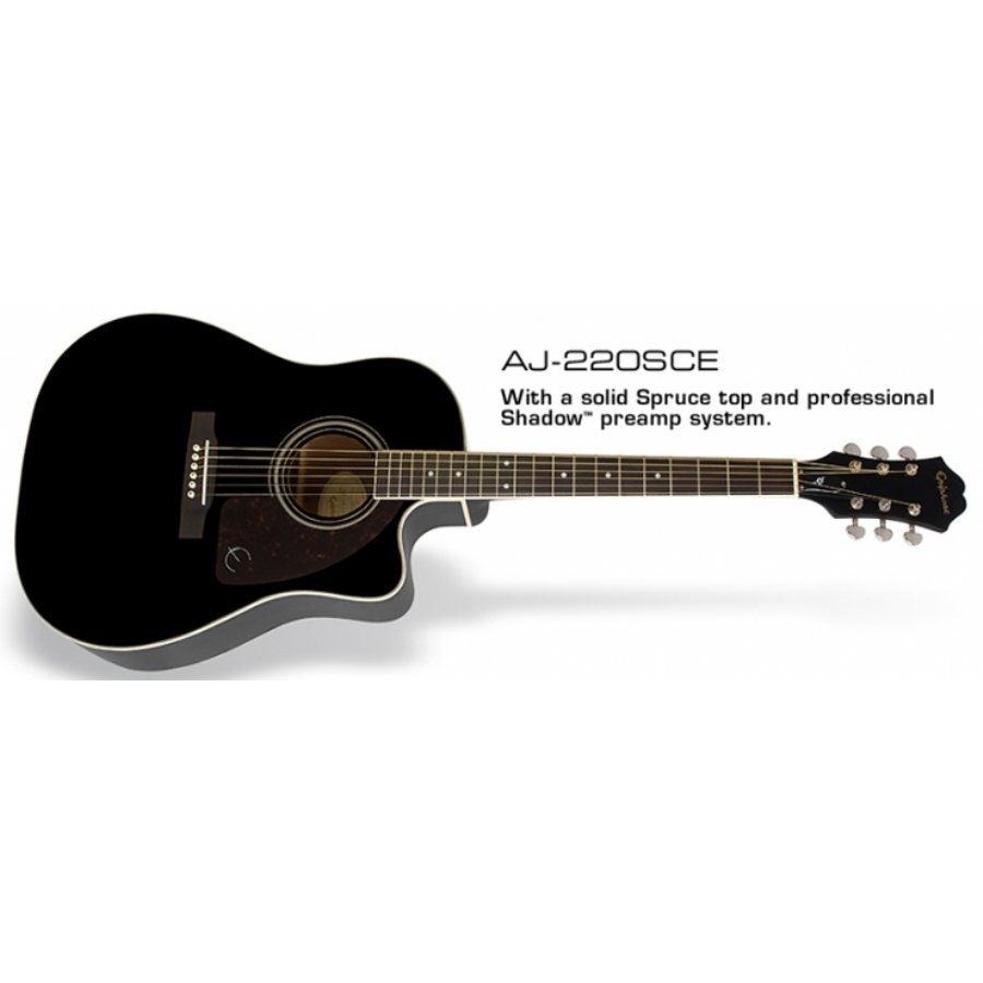 Epiphone AJ-220SCE Ebony Elektro Akustik Gitar