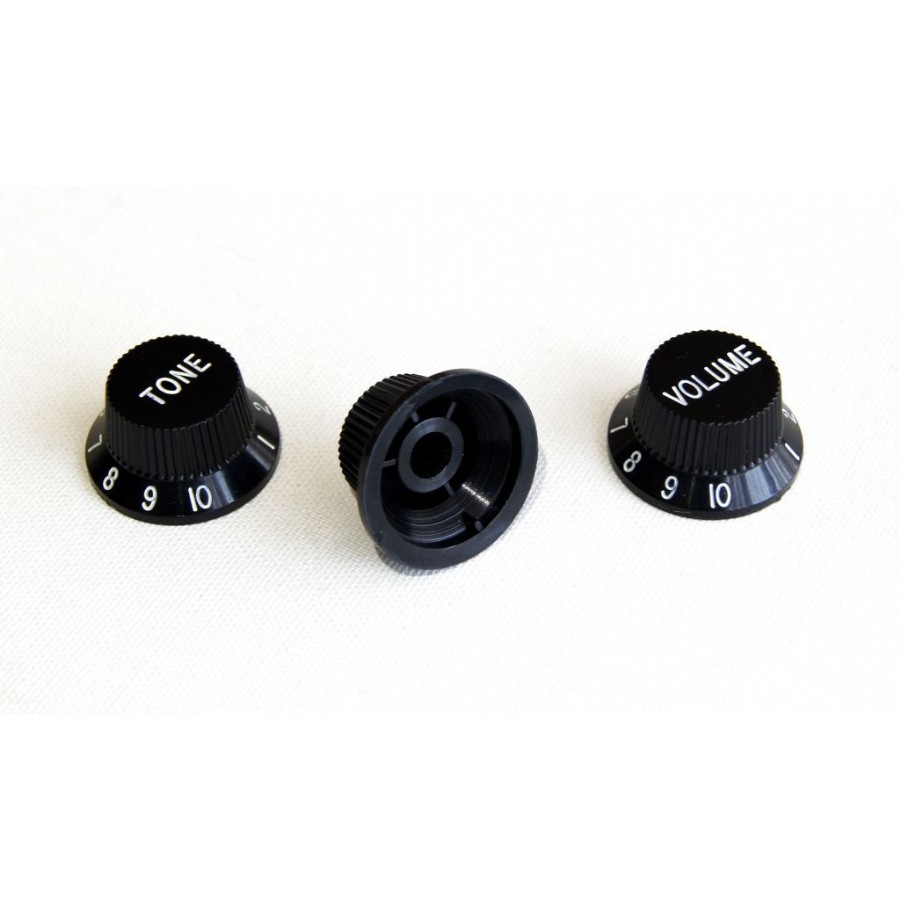 Guitar Tech Strat Style Control Knobs Black Potans Düğmesi (3 Adet)