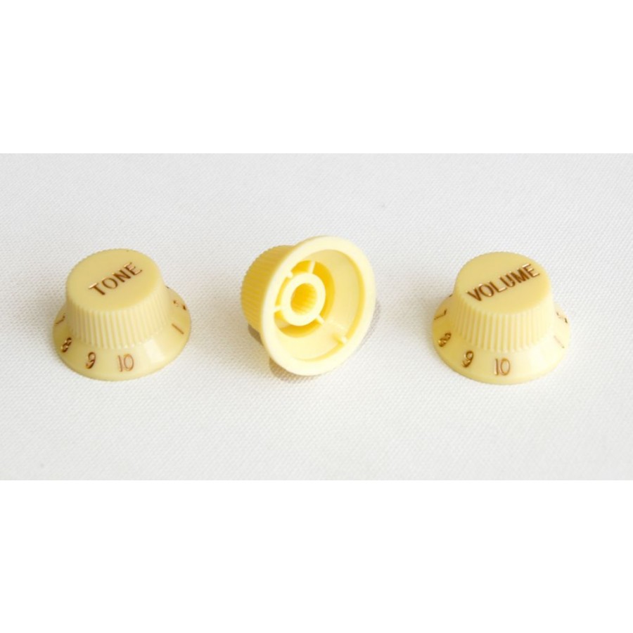 Guitar Tech Strat Style Control Knobs Cream Potans Düğmesi (3 Adet)