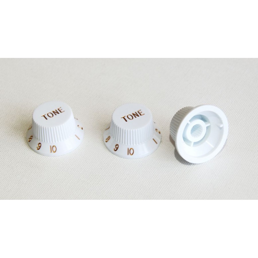 Guitar Tech Strat Style Control Knobs White Potans Düğmesi (3 Adet)