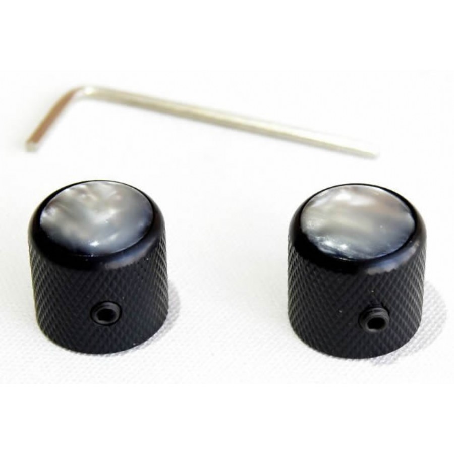 Guitar Tech Dome Knobs 2 Siyah/Sedef - GT841 Potans Düğmesi (2 adet)