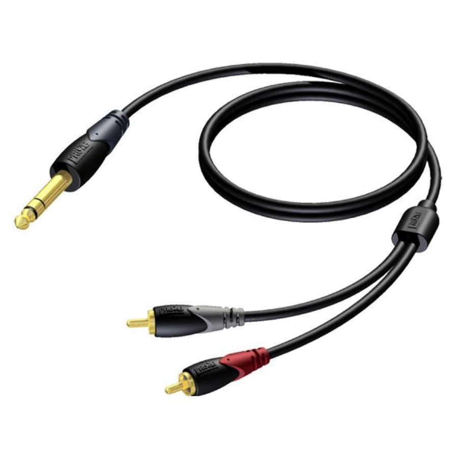 ProCab CLA719 2 metre 6.35 mm Stereo (Erkek) - 2xRCA (Erkek)