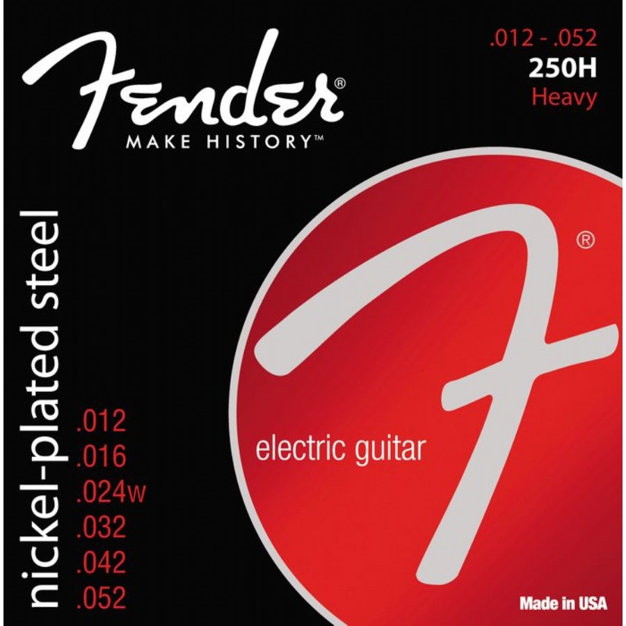 Fender 250H Super 250 Nickel Plated Steel Heavy Takım Tel Elektro Gitar Teli 012-52