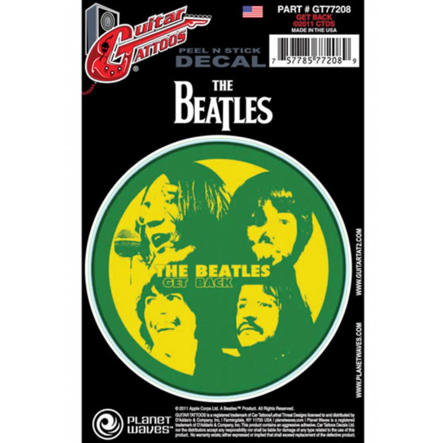 Planet Waves Beatles Guitar Tattoo, Get Back GT77208 Gitar Sticker