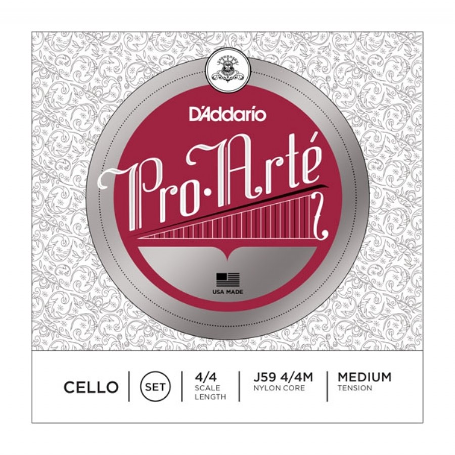 D'Addario J59 Pro-Arte Cello String Set 4/4 Scale, Medium Tension Takım Tel Çello Teli