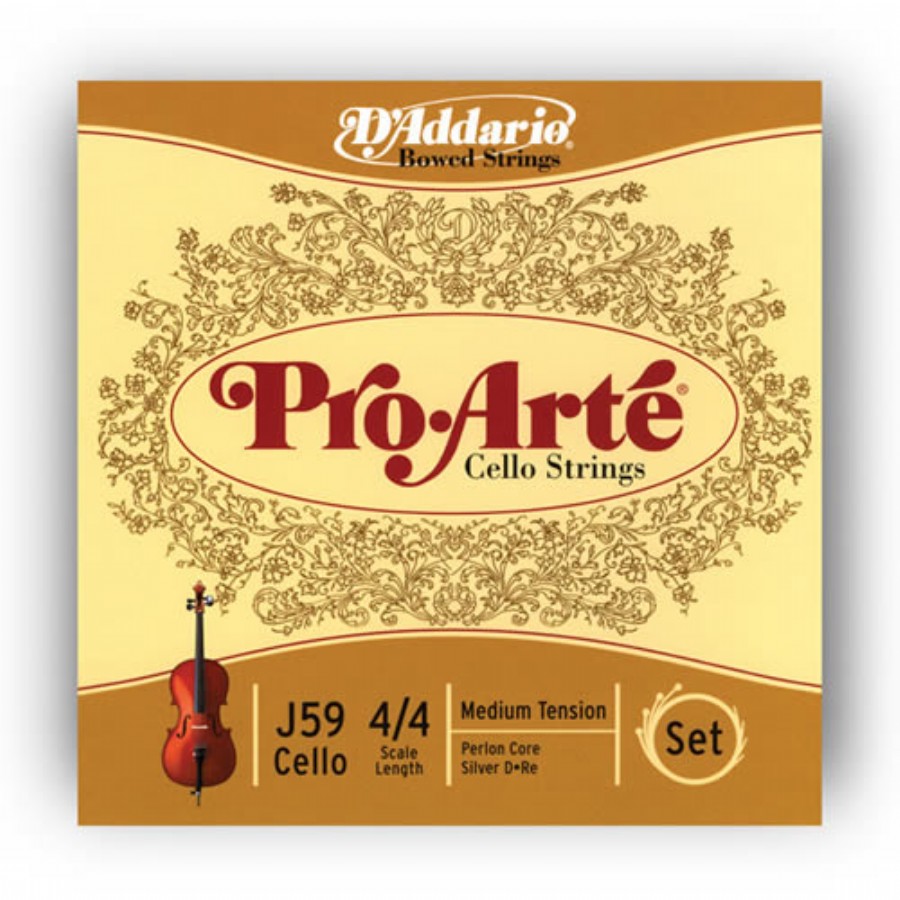 D'Addario J59 Pro-Arte Cello String Set 4/4 Scale, Medium Tension Takım Tel Çello Teli 4/4