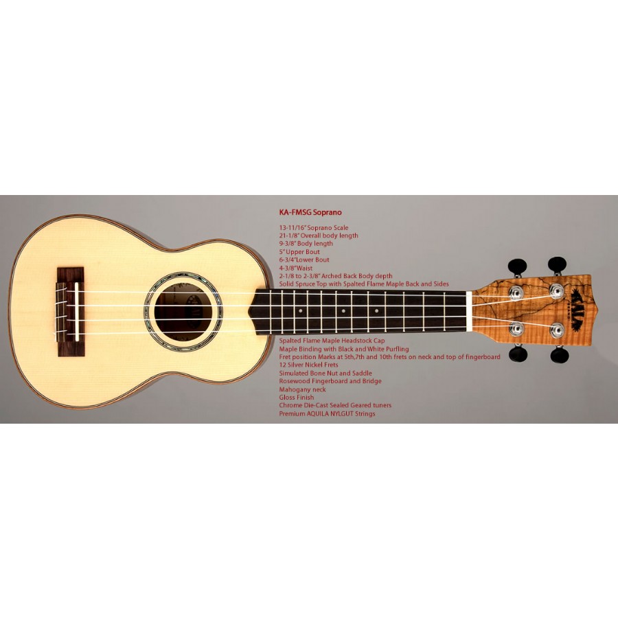 Kala Flame Maple Soprano Gloss Soprano Ukulele