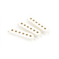 Fender Pickup Covers Stratocaster Black Plastic Set of 3 Parchment