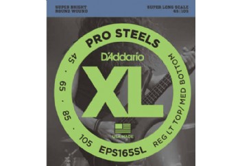 D'Addario EPS165SL ProSteels Bass, Custom Light, 45-105, Super Long Scale Takım Tel - Bas Gitar Teli 045-105