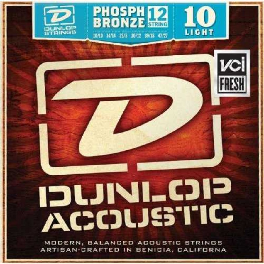 Jim Dunlop DAP1047J Phosphor Light Takım Tel 12 Telli Akustik Gitar Teli 010-047