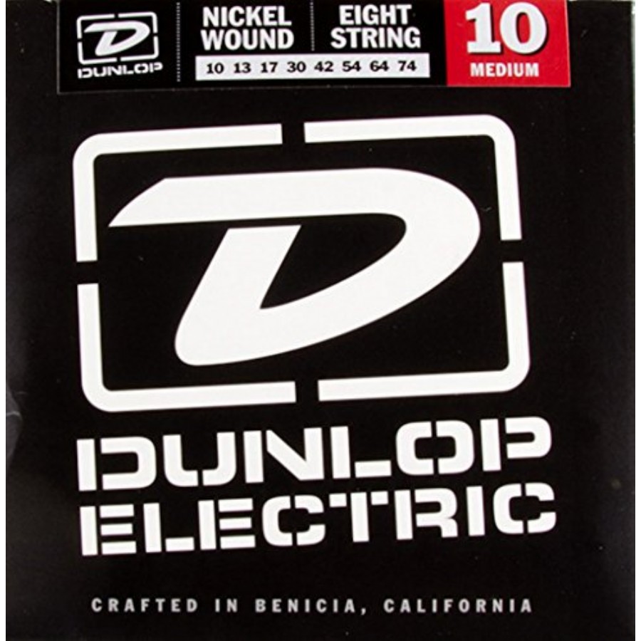 Jim Dunlop DEN1074 Nickel Plated Steel Medium Takım Tel 8 Telli Elektro Gitar Teli 010