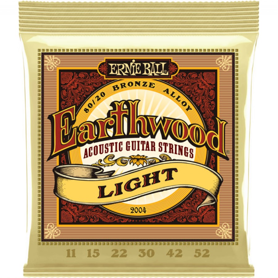 Ernie Ball 2004 Earthwood Light 80/20 Bronze Takım Tel Akustik Gitar Teli 011-052