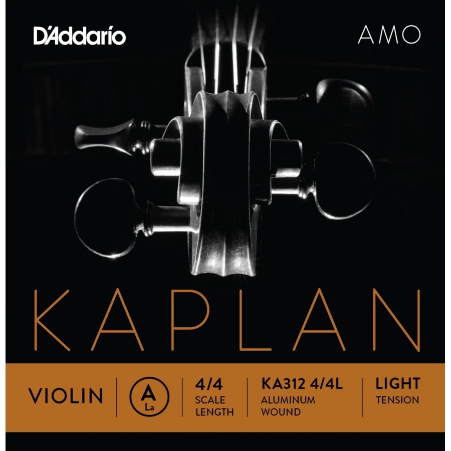 D'Addario Kaplan Amo Series Violin String KA312 4/4L Aluminum Wound Light Tension A (La) Tek Tel Keman Teli