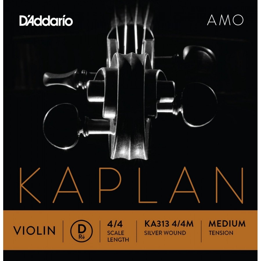 D'Addario Kaplan Amo Series Violin String KA313 4/4M Silver Wound Medium Tension D (Re) Tek Tel Keman Teli