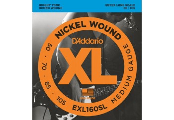 D'Addario EXL160SL Nickel Wound Bass, Medium, 50-105, Super Long Scale Takım Tel - Bas Gitar Teli 050-105