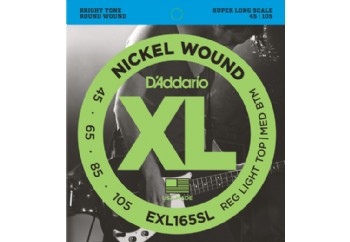 D'Addario EXL165SL Nickel Wound Bass, Custom Light, 45-105, Super Long Scale Takım Tel - Bas Gitar Teli 045-105