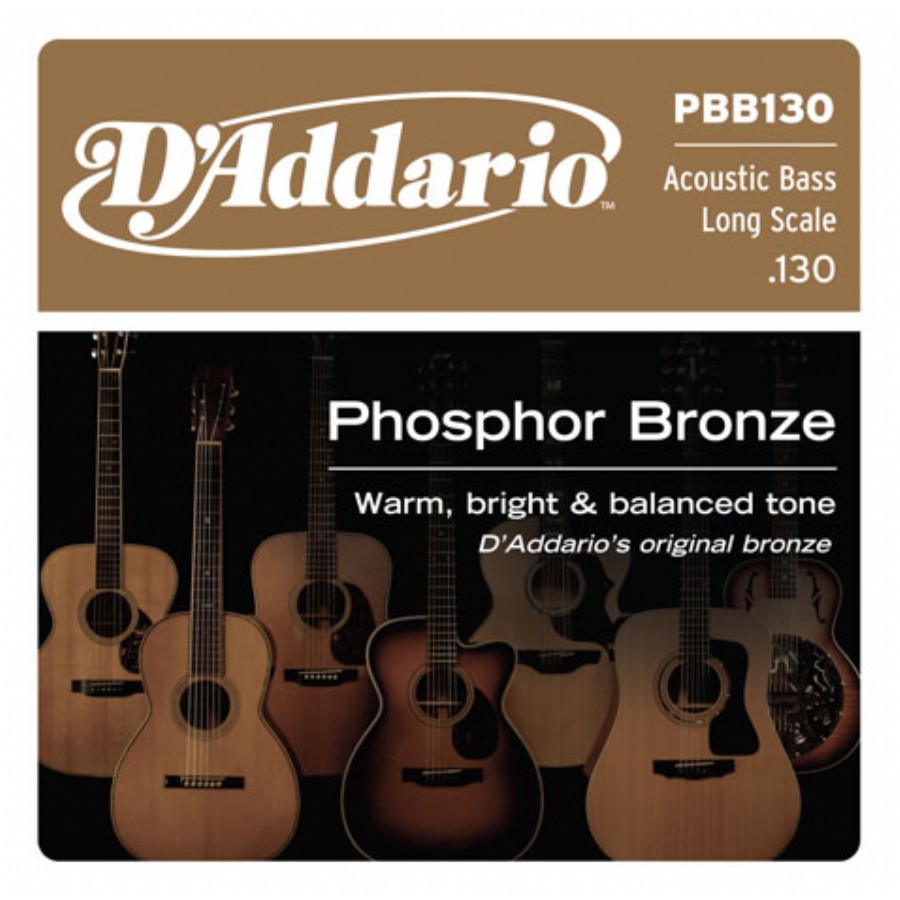 D'Addario PBB130 Phosphor Bronze Acoustic Bass Single Strings Long Scale Tek Tel Akustik Bas Gitar Tek Tel  .130