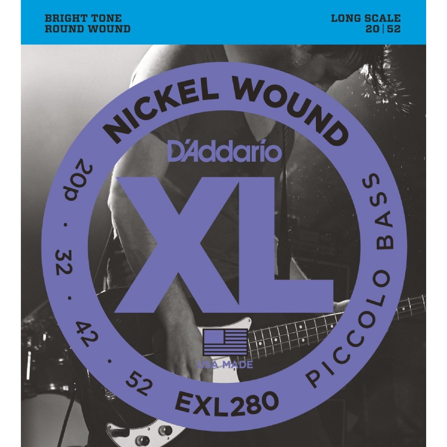 D'Addario EXL280 Nickel Wound Piccolo Bass, 20-52, Long Scale Piccolo Bas Gitar Teli 020-052